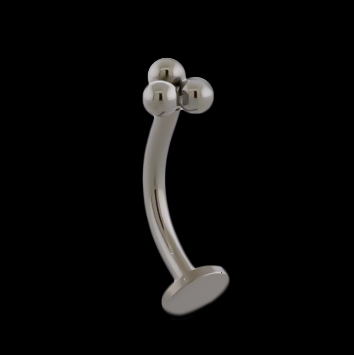 16G Titanium Curved Barbell w/ Trinity End - Khrysos Jewelry