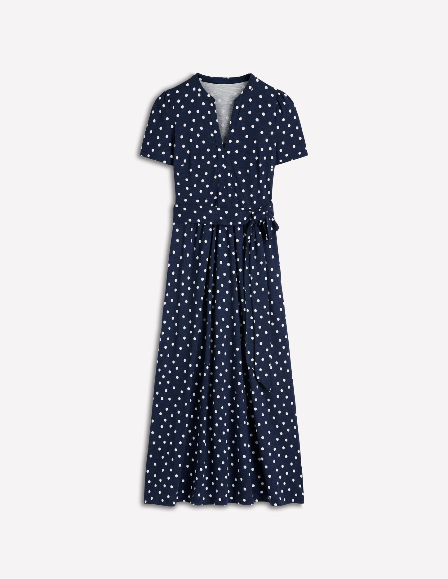 Naomi Jersey Midi Dress-Navy and Ivory, Painted Dot
