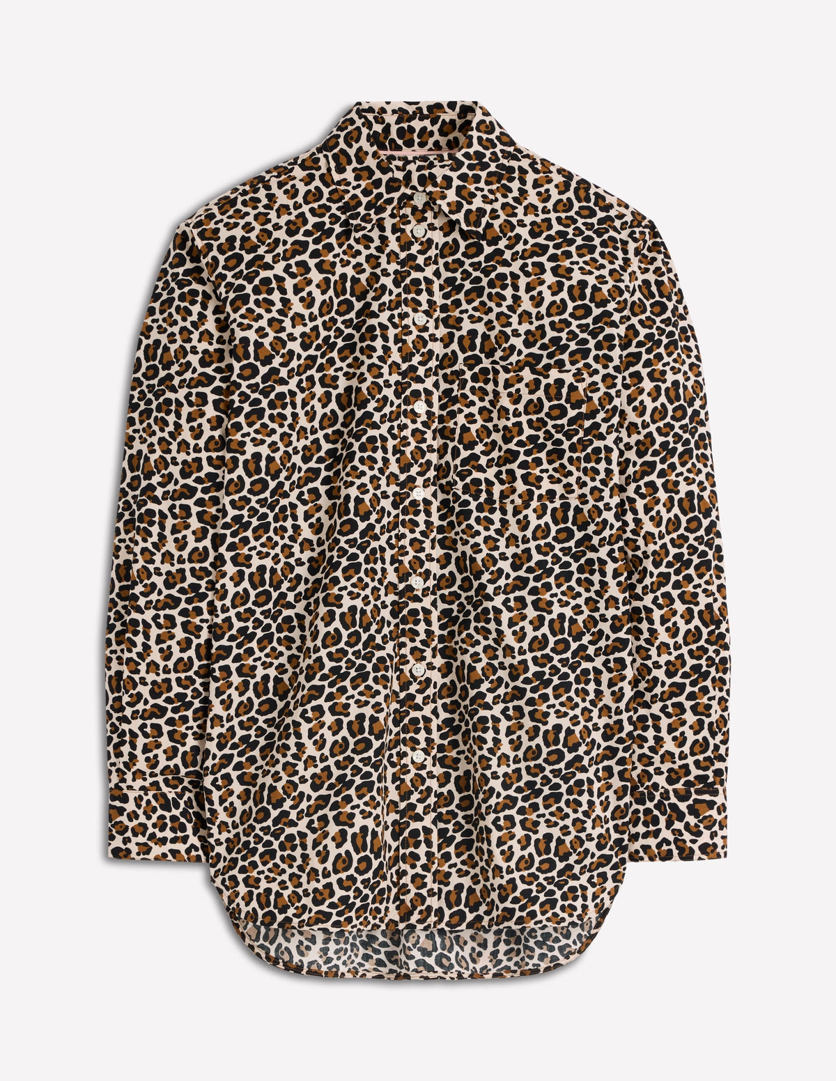 Sadie Relaxed Cotton Shirt-Soft Cream, Leopard Flow