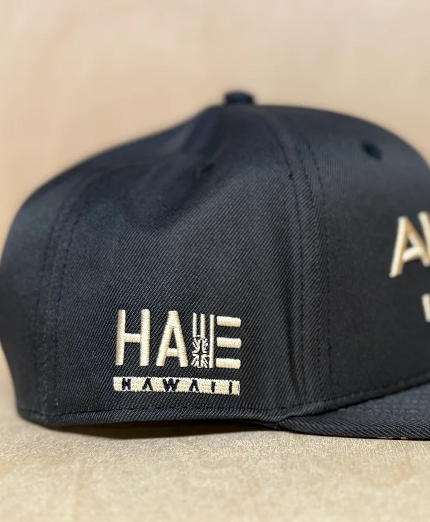 Aloha Aina 3D Puff Snapback Tan on Black