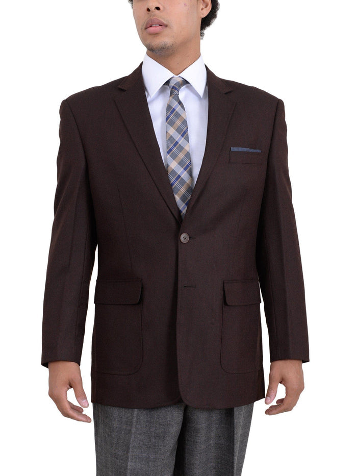 Apollo King BLAZERS Apollo King Brown Textured Wool Blazer Sportcoat With Removable Mock Liner