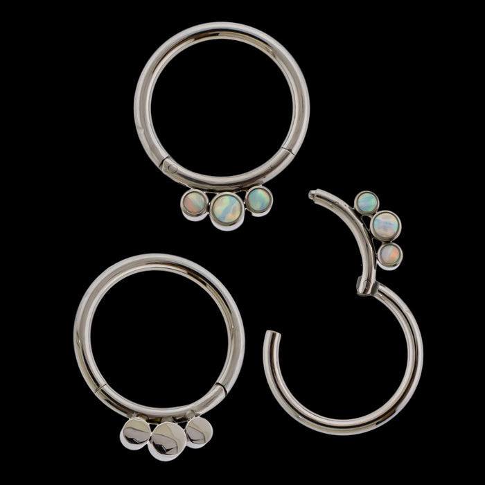 Astoria - 16G Opal Titanium Hinged Ring - Khrysos Jewelry