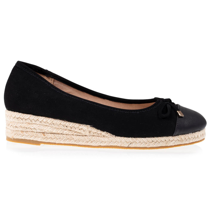 Ballerines Femme talon corde compensé Noir