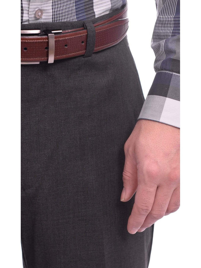 BCBG Sale Pants Bcbg Regular Fit Solid Charcoal Gray Flat Front Wool Stretch Dress Pants