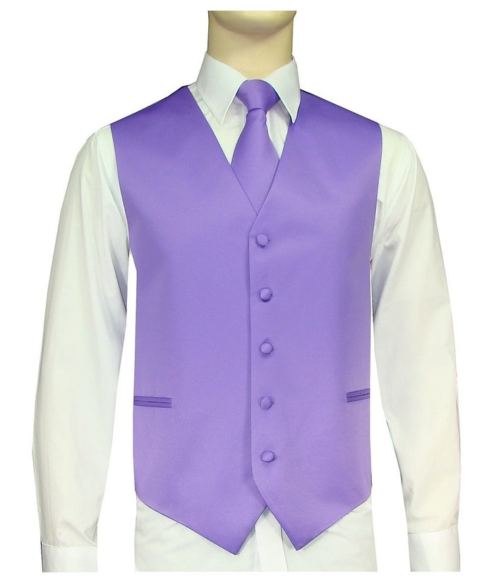 BQ Lavender Men's Satin Solid -Vest-10H