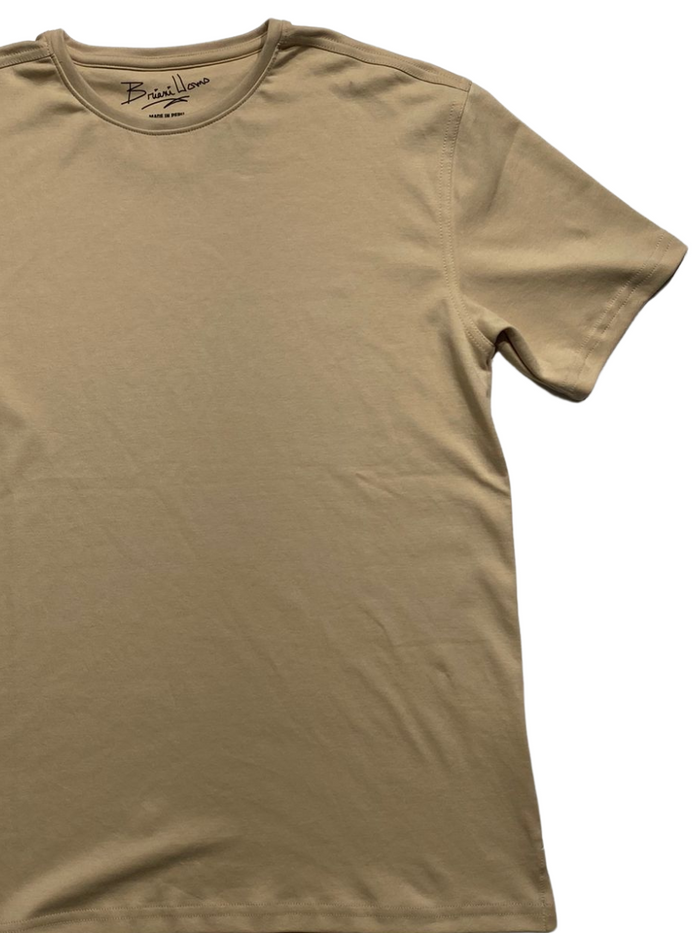 Briani Uomo Men’s Beige Short Sleeve Crew Neck 100% Pima Cotton T-Shirt