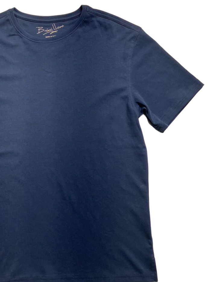 Briani Uomo Men’s Blue Short Sleeve Crew Neck 100% Pima Cotton T-Shirt
