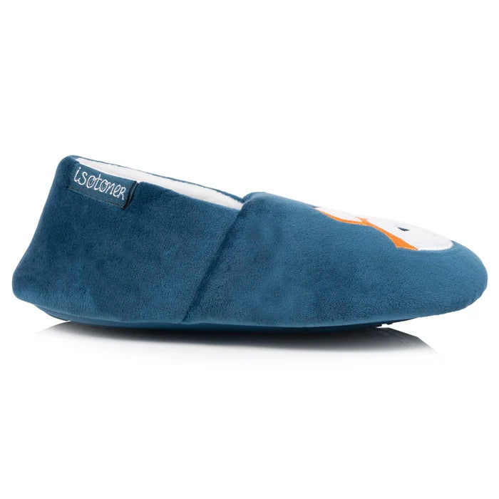 Chaussons Slippers Enfant velours renard Bleu