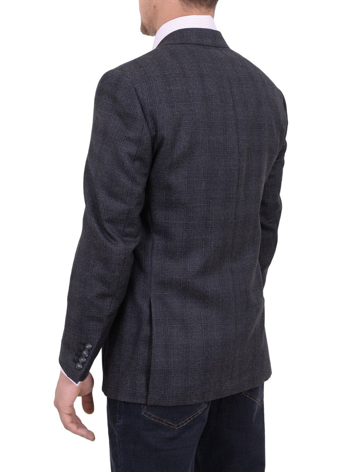 I Uomo BLAZERS I Uomo Classic Fit Gray Plaid Two Button Wool Blazer Sportcoat