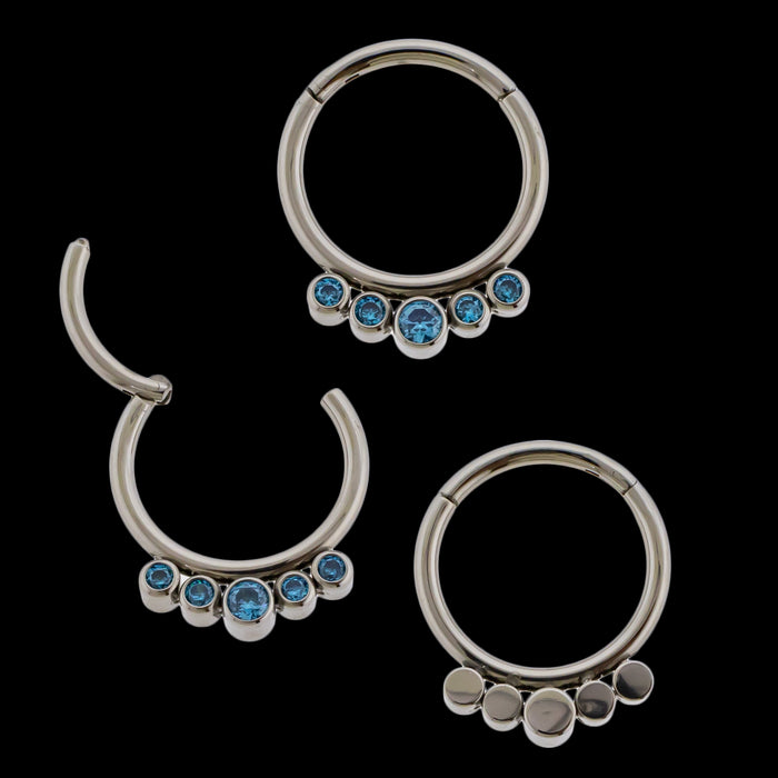 Imperia - 16G Five Gem Titanium Hinged Ring - Khrysos Jewelry