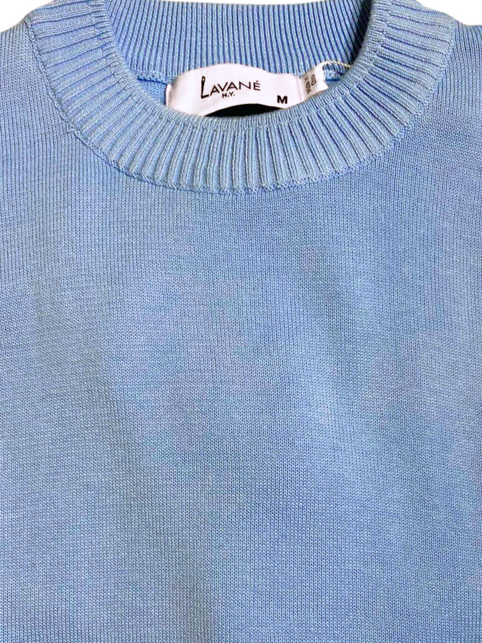 Lavane Mens Solid Sky Blue Cotton Rayon Blend Short Sleeve Knit Casual Shirt
