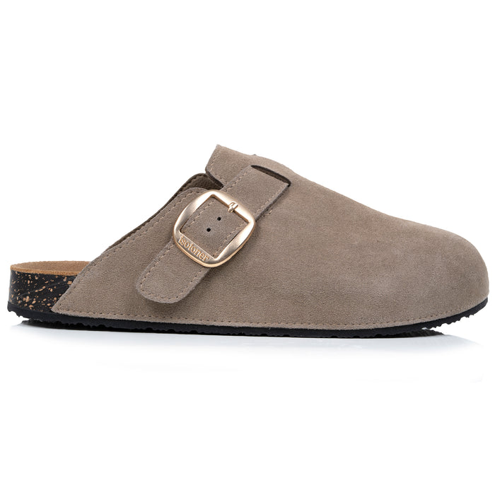Mules Sabots Femme cuir Taupe