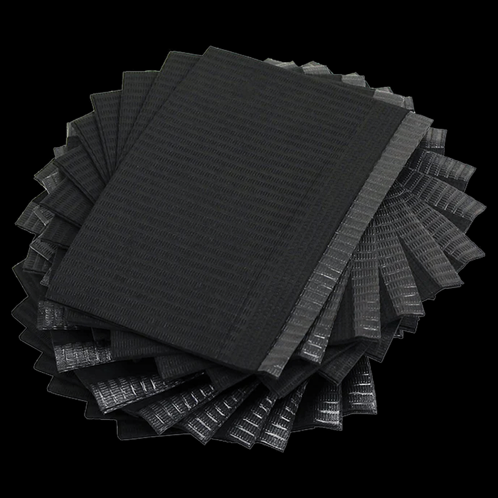 Obsidian Needle Client Bibs Black 3-Layer Disposable Piercing Tray Bibs Case of 500 - Khrysos Jewelry