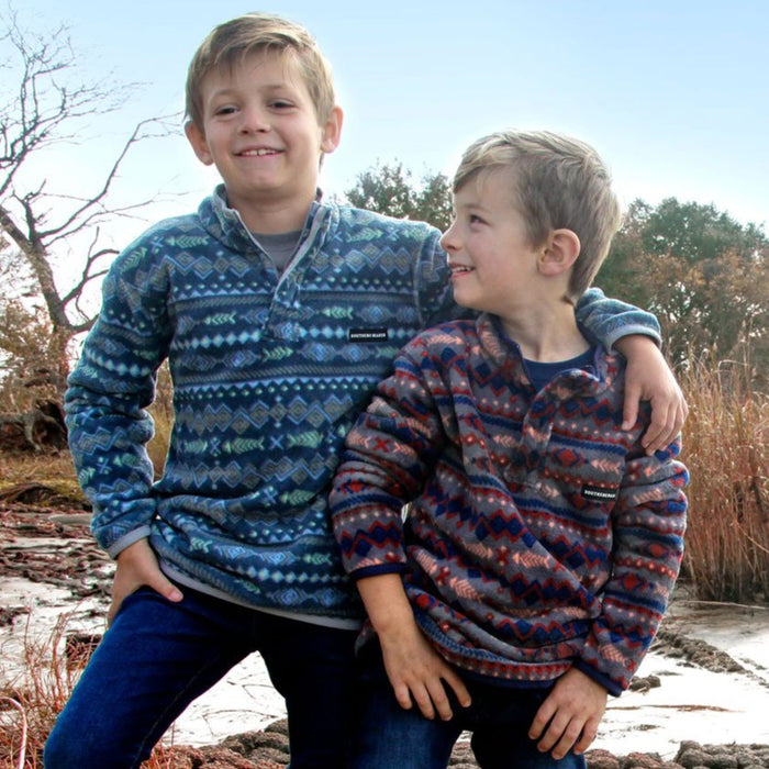 Slate and Mint | Youth Culebra Catch Fleece Pullover | Front