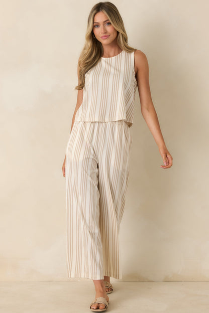 Z Supply Sloane Ivory & Tan Cotton Knit Stripe Top