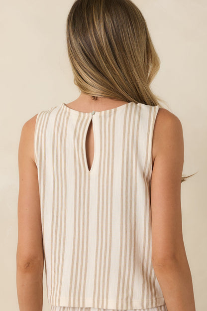 Z Supply Sloane Ivory & Tan Cotton Knit Stripe Top