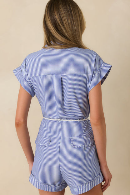 MINKPINK Avery Blue Stripe Playsuit