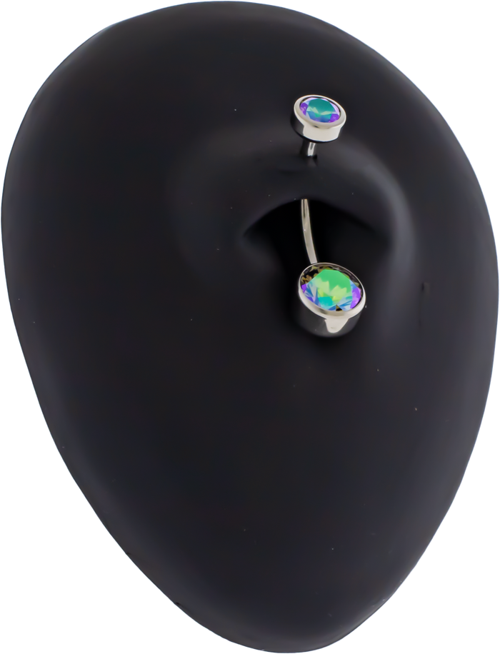 14G Titanium Internally Threaded Flat Set Double Gem - Khrysos Jewelry