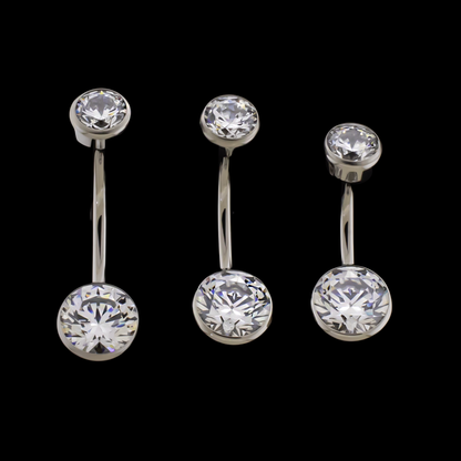 14G Titanium Internally Threaded Flat Set Double Gem - Khrysos Jewelry