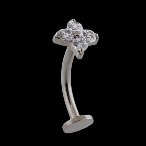 16G Titanium Curved Barbell w/ Fancy End - Khrysos Jewelry