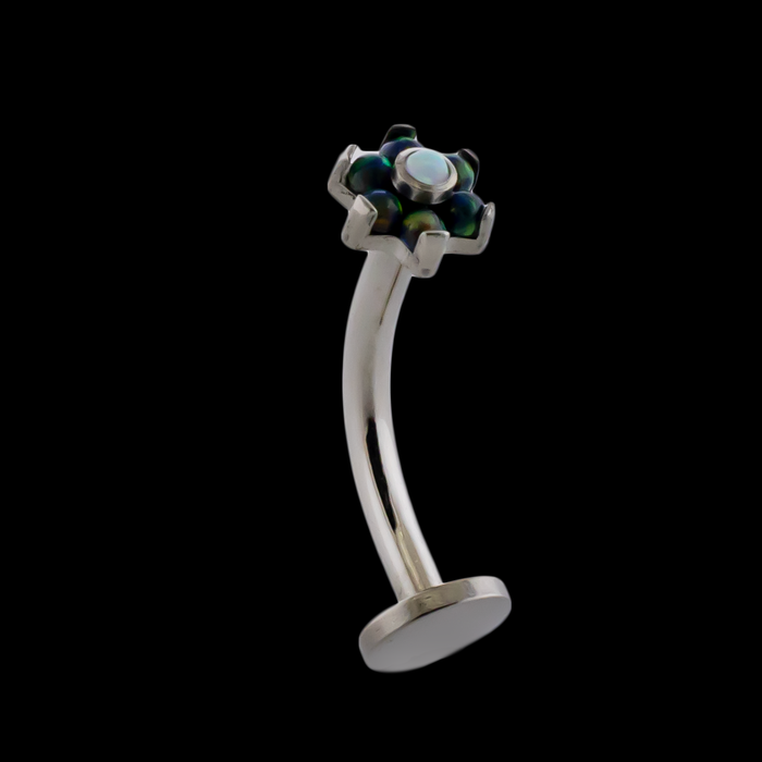 16G Titanium Curved Barbell w/ Flower End - Khrysos Jewelry