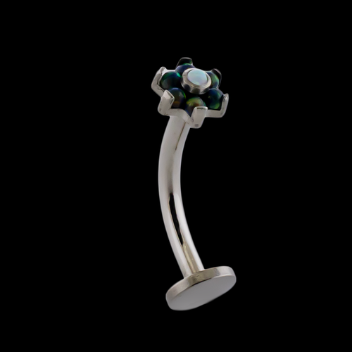16G Titanium Curved Barbell w/ Flower End - Khrysos Jewelry