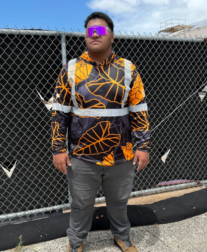 Kalo Reflective Hooded Longsleeve Drifit Black Orange
