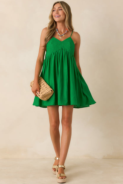 Talk Flirty to Me Green Woven Mini Dress