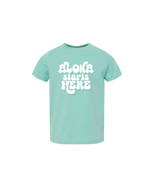 Aloha Starts Here Keiki Tee Aqua
