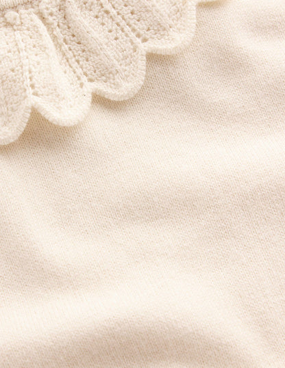 Melina Cotton Ruffle Sweater-Warm Ivory