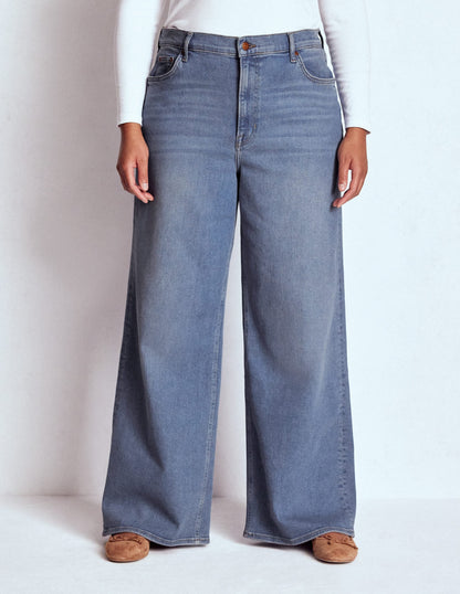 High Rise Wide Leg Jeans-Light Vintage