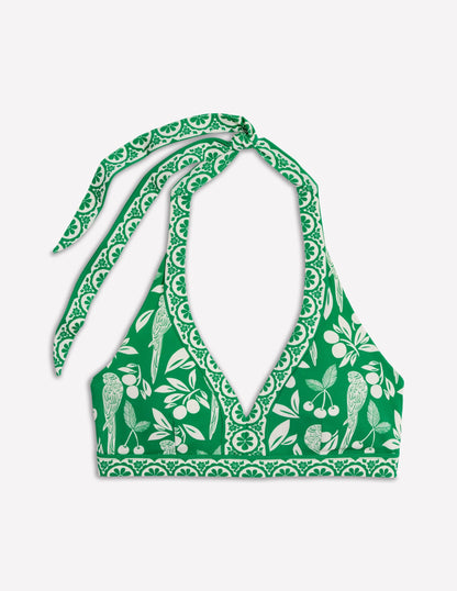 Ios V Panel Bikini Top-Rich Emerald, Ornate Tropics