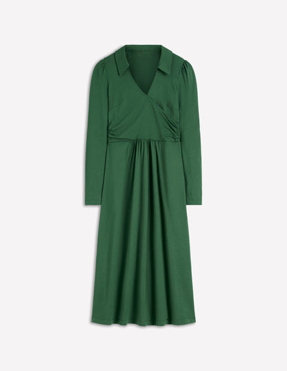 Carla Jersey Wrap Dress-Hunter Green