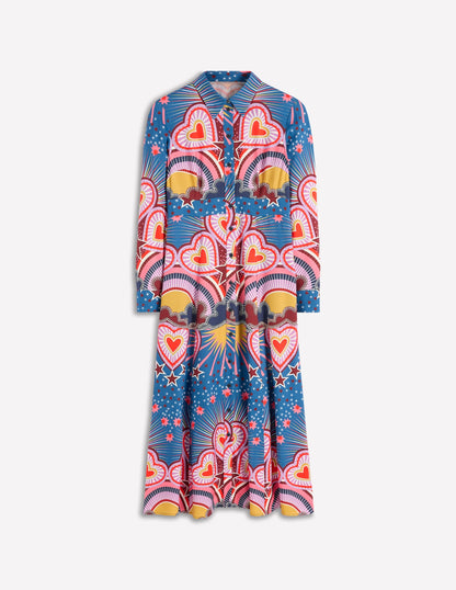 Empire Hotched Shirt Dress-Multi, Starburst Heart