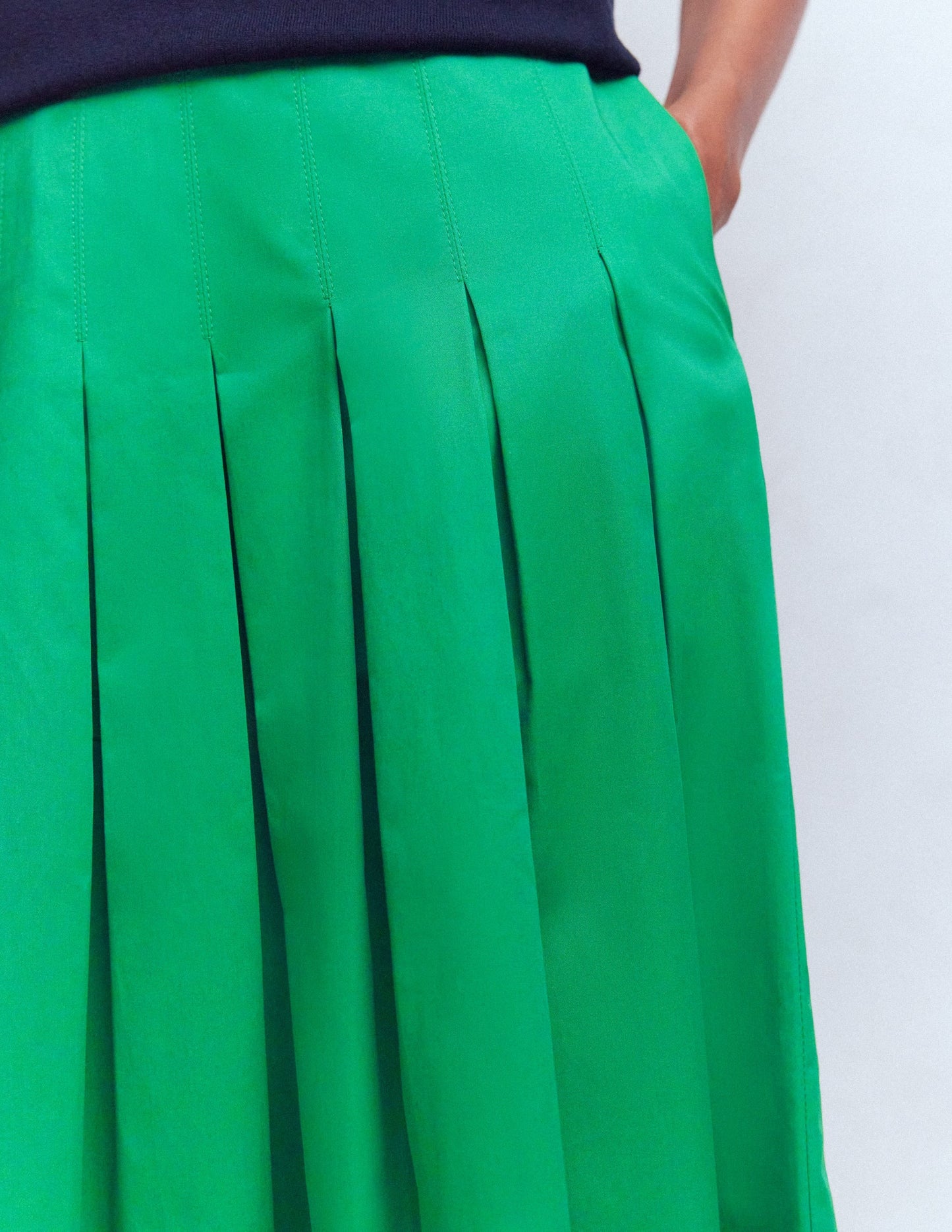 Valentina Cotton Sateen Skirt-Rich Emerald
