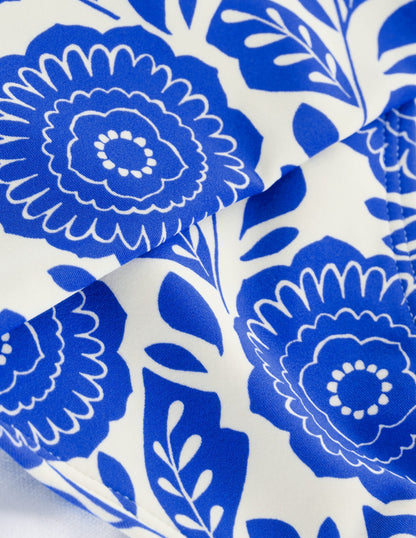 Classic Fold Bikini Bottoms-Blue Dahlia Stamp