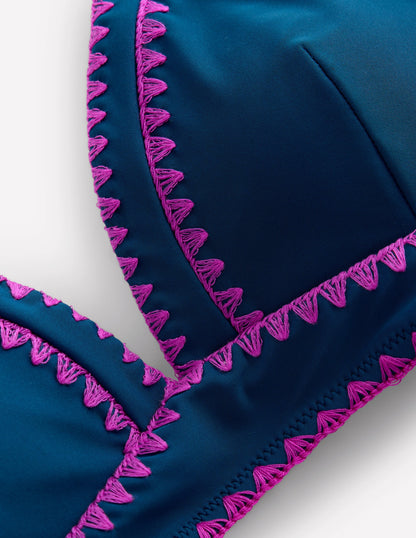 Kasos String V Neck Bikini Top-Oceansid, Very Fuchsia