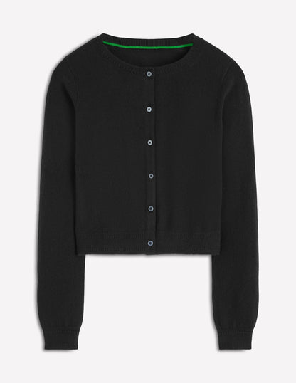 Eva Cashmere Cropped Cardigan-Black