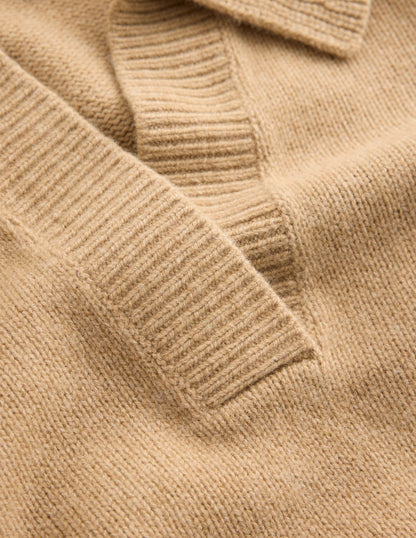 Marion Merino Henley Sweater-Camel Melange