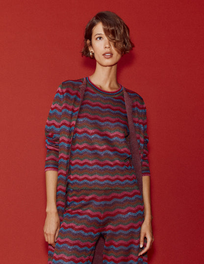 Jacquard Knitted T-Shirt-Multi