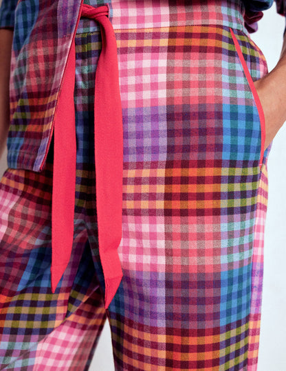 Brushed Cotton Pyjama Pants-Rainbow Blanket Multigingham