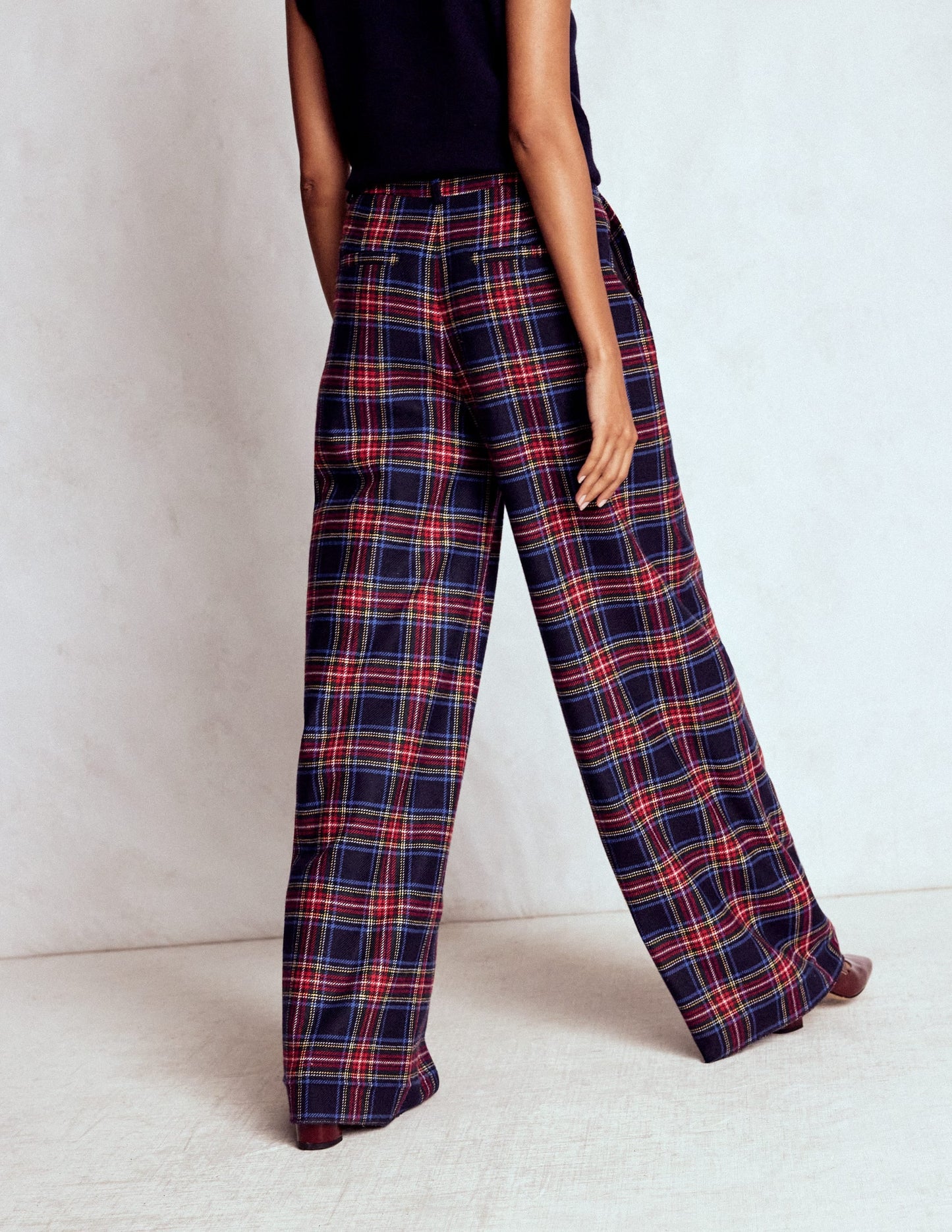 Belgravia Wool Blend Pants-Navy, Green and Red Check