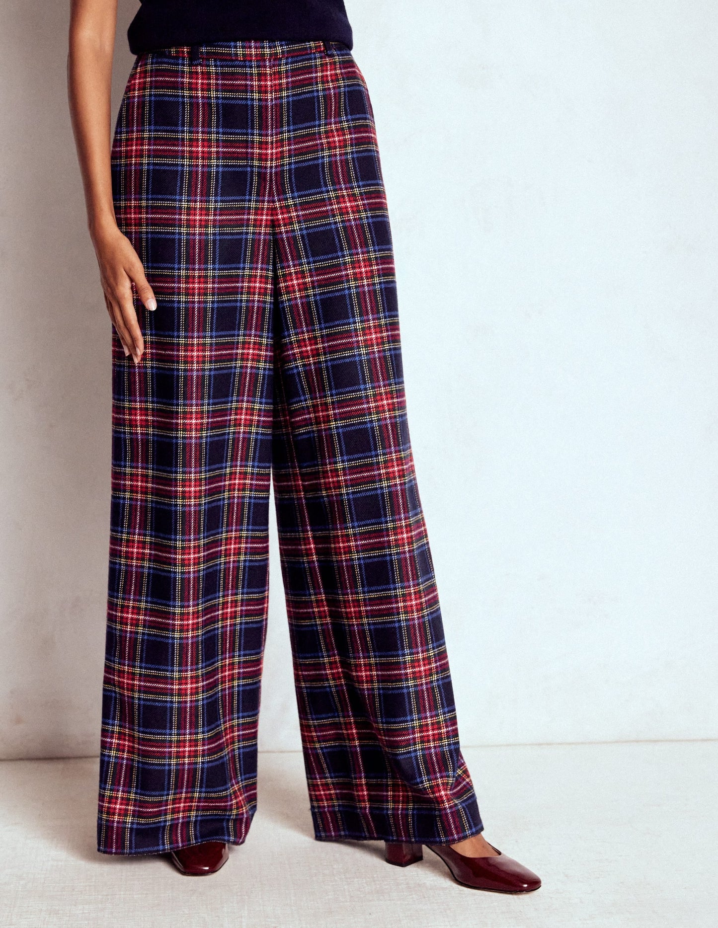 Belgravia Wool Blend Pants-Navy, Green and Red Check
