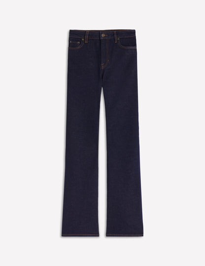 High Rise Fitted Flare Jeans-Indigo
