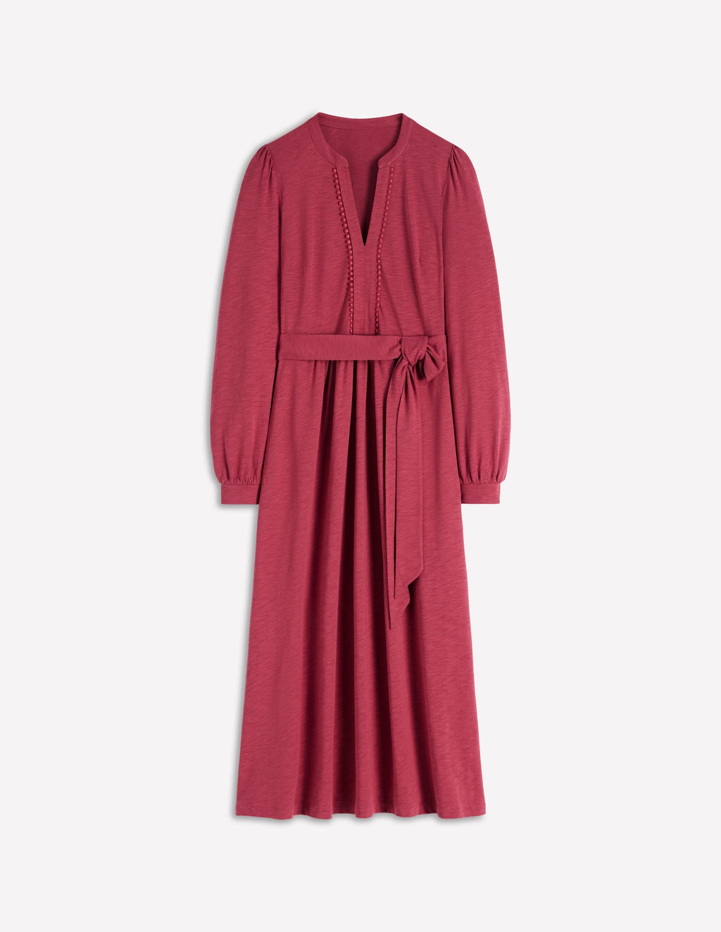 Naomi Long Sleeve Jersey Dress-Terracotta Red