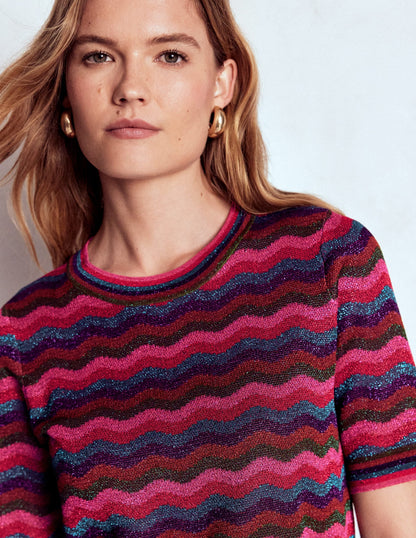 Jacquard Knitted T-Shirt-Multi