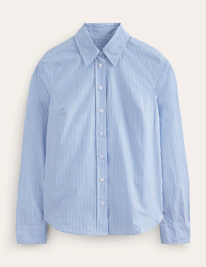 Sienna Cotton Shirt-Bright Blue Fine Stripe