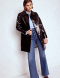 Carlisle Faux Leather Coat-Dark Cherry