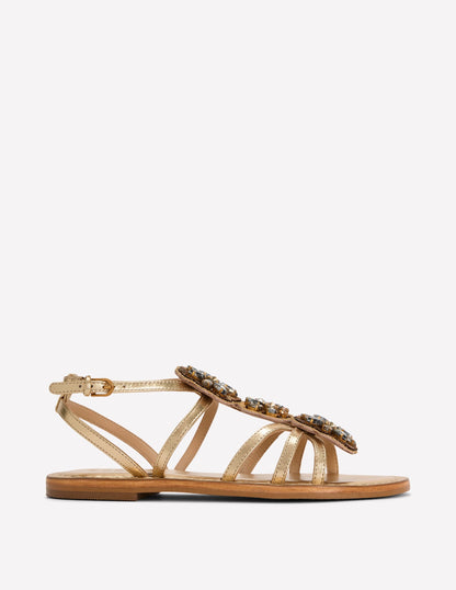 Crystal Flat Sandals-Gold