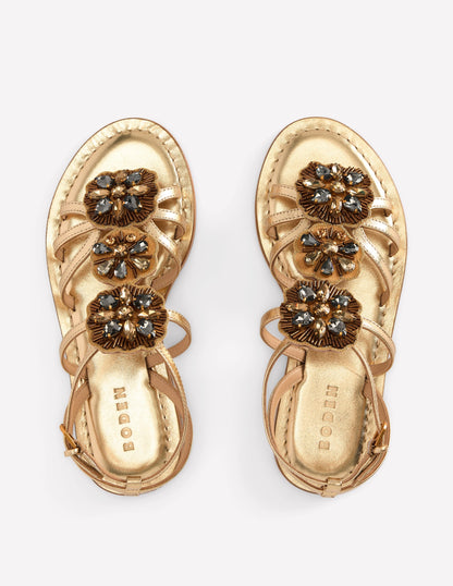 Crystal Flat Sandals-Gold